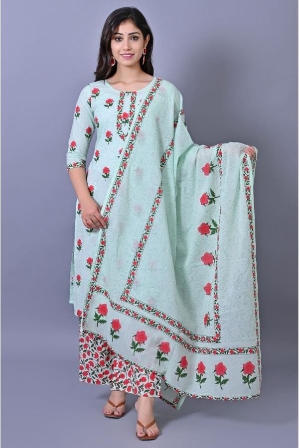 Kurti Palazzo with Matching Malmal Dupatta