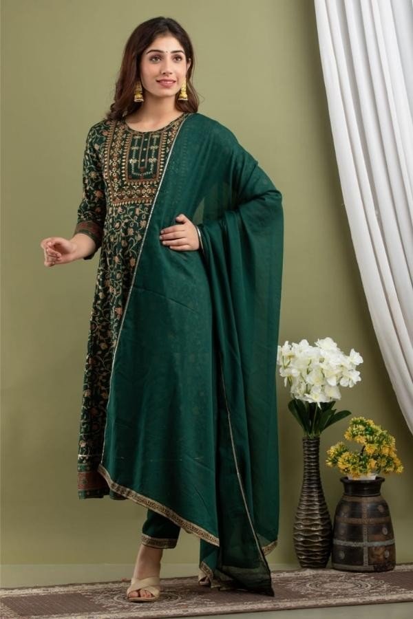 Anarkali Kurti Pant Dupatta Set