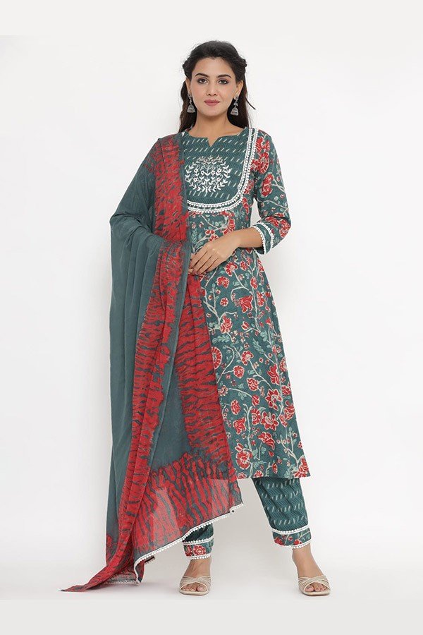 A line Kurti, Pant & Dupatta