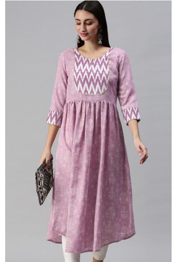 Cotton Magic Slub with Foil Print Anarkali Kurta