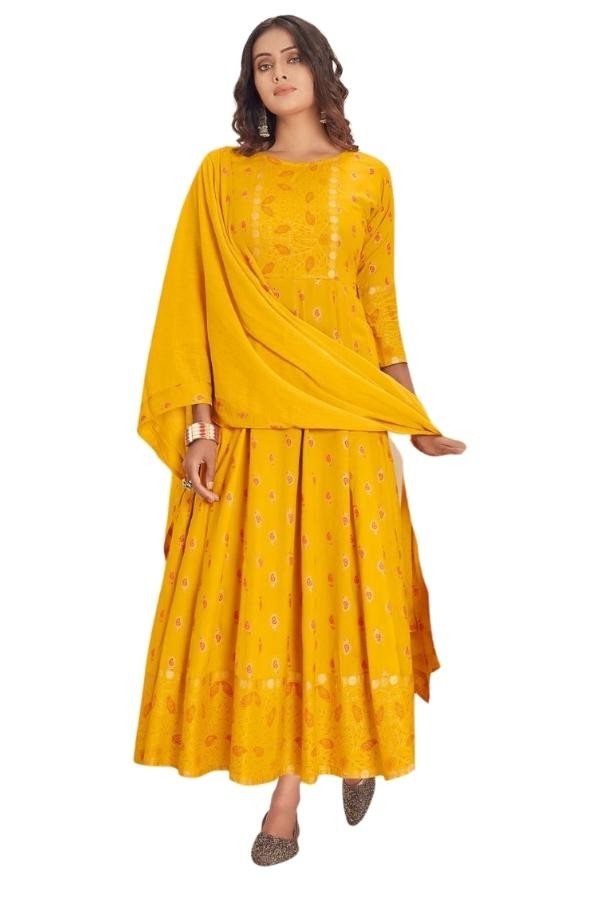 Long Anarkali Stitched with Matching Dupatta