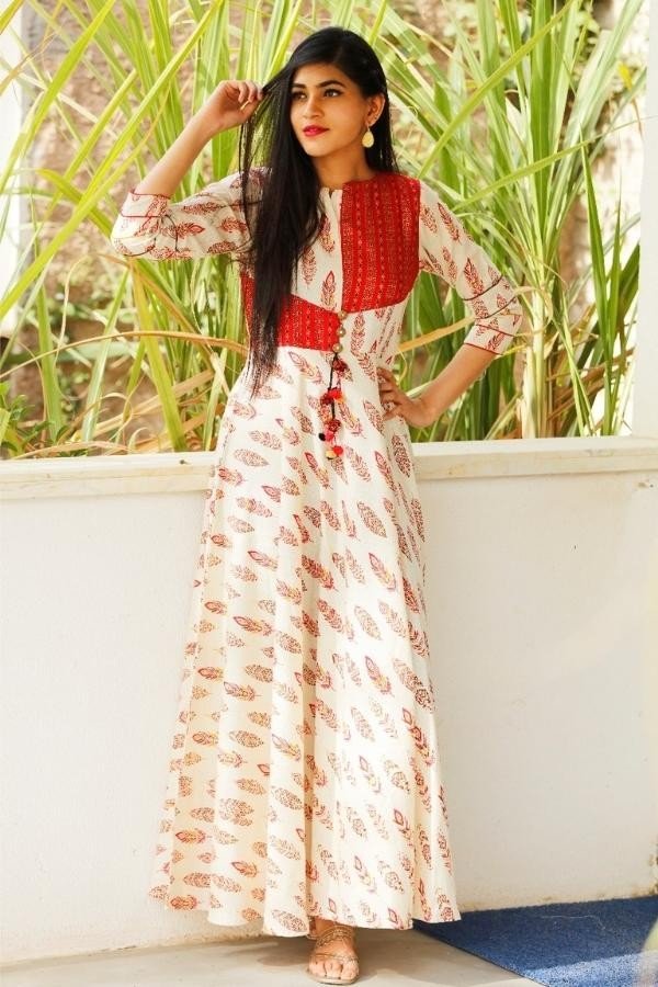 Anarkali Kurti Pant Dupatta Set