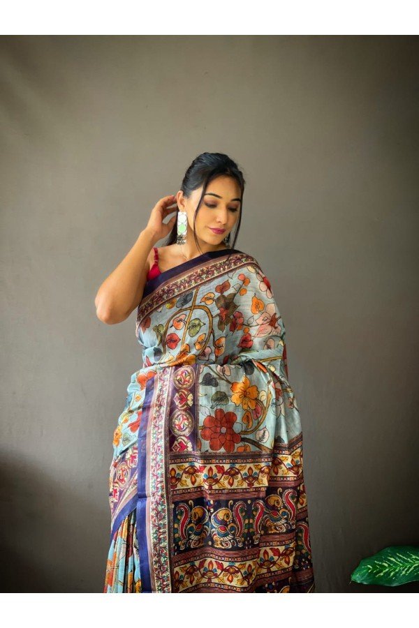 18 Latest Kalamkari Sarees Blouse Design Patterns | Chanderi silk saree,  Cotton saree designs, Indian saree blouses designs